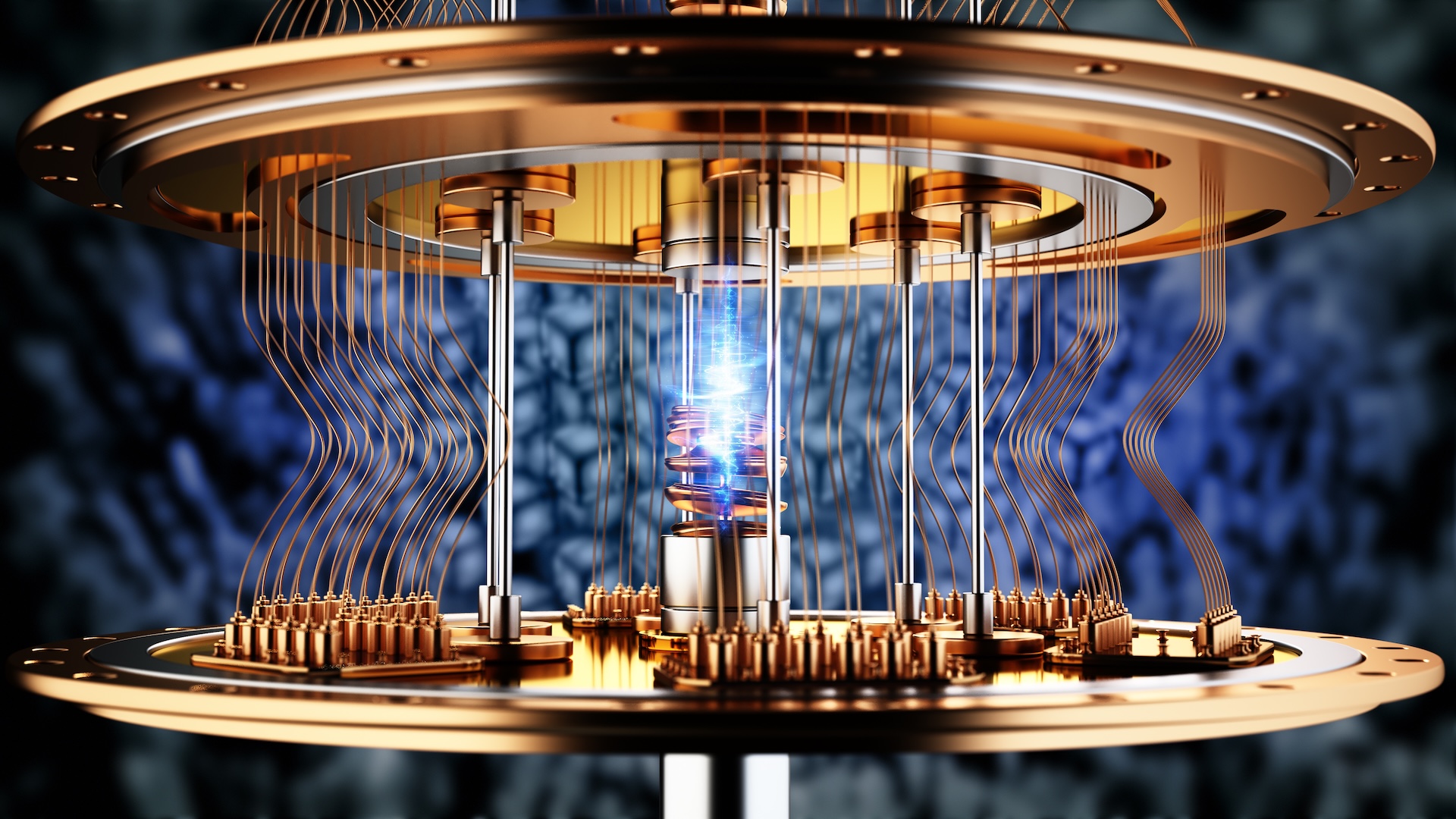 3D illustration of a working quantum computer